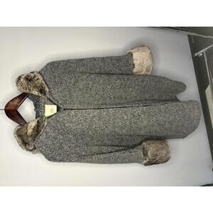 Zara Hooded Wool Blend Coat with Faux Fur Trim